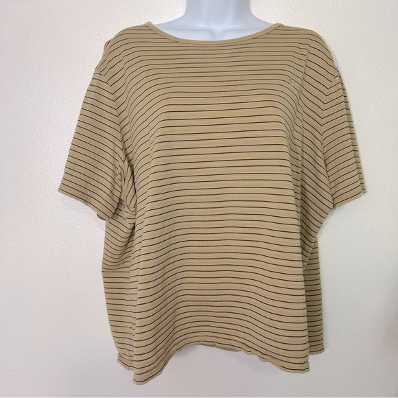Lauren Ralph Lauren Tops - Lauren Ralph Lauren Ladies 3X Tan with stripes shortsleeve Top Casual